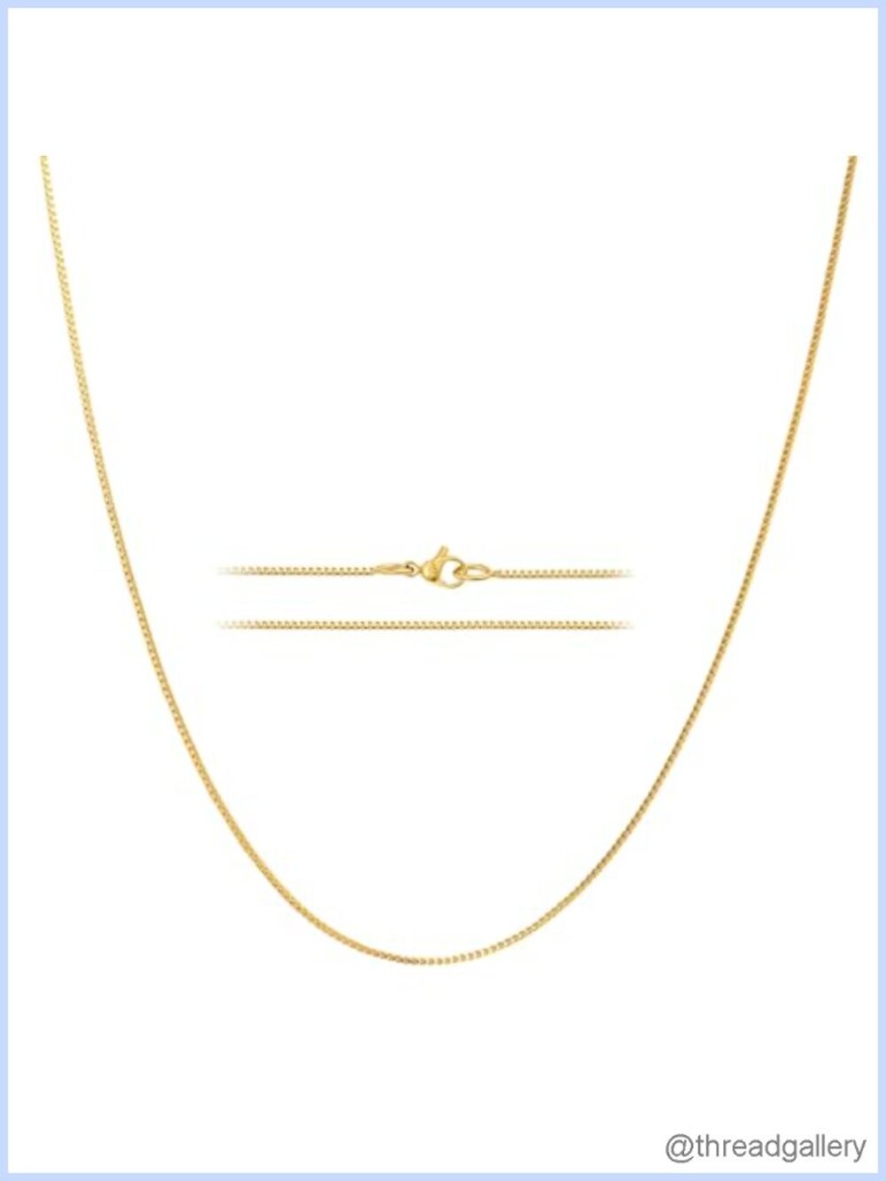 24K Gold Plated Stainless Steel Box Chain Necklace Dainty Layering